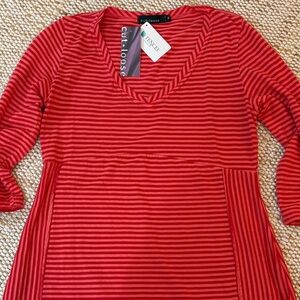 Cut Loose Women's V-Neck Red Striped Dress~ NWT